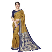 Vimla Womens Mustard Malgudi Art Silk Uniform Saree with Blouse Piece (2401_Yellow)