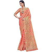 Glory Sarees Womens Organza Silk Woven Saree With Blouse Piece (Organza_SIlk101_Pink)