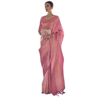AKHILAM Womens Silk Blend Woven Design Saree With Unstitched Blouse Piece (Pink_KMBHP236001_RJ)