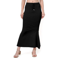 Chetmika Saree Shapewear for Women - Pure Cotton Lycra - Comfortable and Versatile Saree Petticoat Shapewear (Black, L)