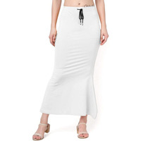 Chetmika Saree Shapewear for Women - Pure Cotton Lycra - Comfortable and Versatile Saree Petticoat Shapewear (White, L)