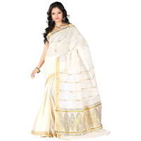 Maxis Womens Kasavu Cotton Saree With Blouse Piece (KRLMANGO_RCHPALLU_Off-White)