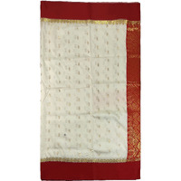 PAL BASTRALAYA Womens Border Art Garad Silk Kanjivaram Handloom Saree with Blouse Piece (ag825, Off White/red)