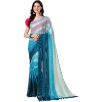 Granthva Fab Womens Embellished Silk Blend Fancy Saree with Blouse Piece (GF-319_Teal Blue and Sky Blue)