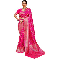 Leriya Fashion Womens Pure Jacquard Banarasi Kanjivarm Cotton Silk Saree with Blouse Piece | Saree (Pink)