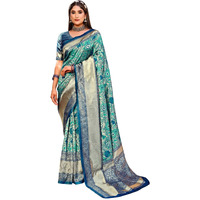 Leriya Fashion Womens Pure Jacquard Banarasi Kanjivarm Cotton Silk Saree with Blouse Piece | (Green)