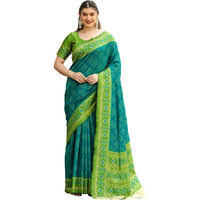 Leriya Fashion Womens Trendy Kanjivaram Soft Lichi Silk Saree With Blouse Piece (Green)