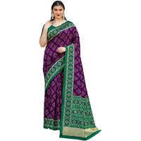 Leriya Fashion Womens Pure Jacquard Banarasi Kanjivarm Cotton Silk Floral Printed Saree with Blouse Piece|| (Purple)
