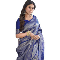 Glory Sarees Womens Banarasi Silk Saree With Blouse Piece (Banarasi_Saree133_RoyalBlue)