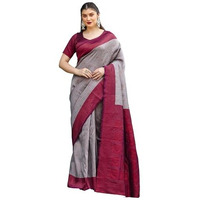Leriya Fashion Womens Trendy Kanjivaram Soft Lichi Silk Saree With Blouse Piece (Grey)