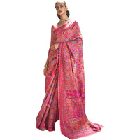 AKHILAM Womens Cotton Blend Woven Design Saree with Unstitched Blouse Piece(Pink_KSMIR178001)