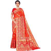 Glory Sarees Womens Banarasi Silk Saree With Blouse Piece (Kara157_Orange)