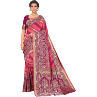 Glory Sarees Womens Banarasi Silk Saree With Blouse Piece (Kara157_Pink)
