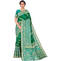 Glory Sarees Womens Banarasi Silk Saree With Blouse Piece (Kara157_Green)