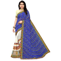SERONA FABRICS Womens Bandhani Georgette Saree With Blouse Piece (SERONA930_Blue)
