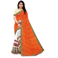 SERONA FABRICS Womens Bandhani Georgette Saree With Blouse Piece (SERONA933_Orange)