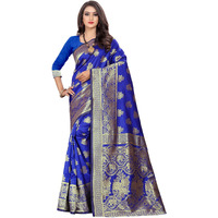 Sugathari Womens Art Silk Royal Blue Kanchipuram Saree (SAN PARI 63 R BLUE)