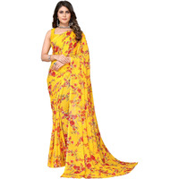 Yashika Womens Trendy Printed Georgette Yellow Color Saree with Blouse Material(AZ-YS-P1-KHUSHALI YELLOW)