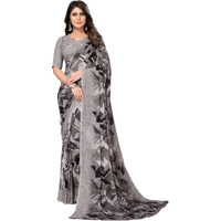 Yashika Womens Trendy Printed Georgette Grey Color Saree with Blouse Material(AZ-YS-P1-SANIYA GREY)