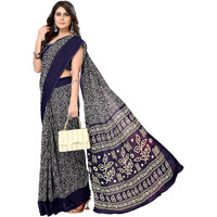 Yashika Womens Trendy Printed Georgette Navy Color Saree with Blouse Material(AZ-YS-P1-USHA NAVY)