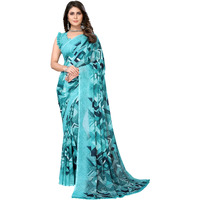 Yashika Womens Trendy Printed Georgette Sky Blue Color Saree with Blouse Material(AZ-YS-P1-SANIYA SKY BLUE)