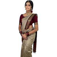 SGF11 Womens Kanjivaram Soft Silk Saree With Blouse Piece (Grey Maroon)