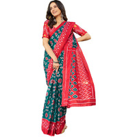 SIRIL Womens Cotton Printed Ready To Wear Saree With Unstitched Blouse Piece (3391S295_Rama & Red)