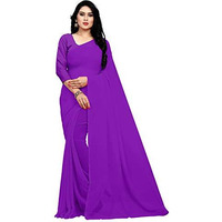 Sidhidata Womens Plain weave Georgette Saree with Blouse Piece (Purple), Free Size
