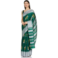 Yashika Womens Art Silk Saree With Blouse Piece (Naurta Green_Green)