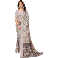 Yashika Womens Trendy Georgette Brown Color Saree with Blouse Material(BABLI BROWN)