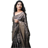 Yashika Womens Fancy Banarasi Kanjivaram Art Silk Saree with Blouse Pieces||Black Coloured Kanjivaram Saree|| AZ-YS-OG-ASHOKA BLACK