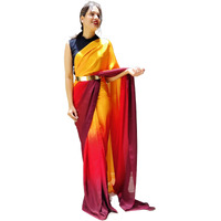 Sidhidata Womens Chiffon Georgette Ready To Wear saree With Unstitched Blouse Piece (RTW Gold With Belt_Gold_Free Size)