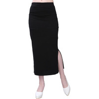 SIRIL Womens Lycra Full Elastic Saree Shapewear Petticoat (180TK115-XXL,Black)