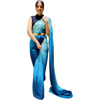 Sidhidata Womens Chiffon Georgette Ready To Wear saree With Unstitched Blouse Piece (RTW Sky Blue_Sky Blue_Free Size)