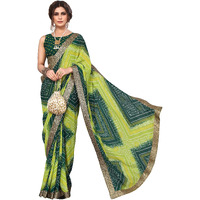 Yashika Womens Printed Georgette With Lace Saree With Blouse Piece (VERA GREEN)