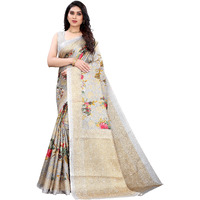 Yashika Womens Art Silk Saree With Blouse Piece (Pudina Grey_Grey)