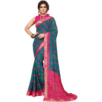 Yashika Womens Printed Georgette With Lace Saree With Blouse Piece (REMY RAMA)