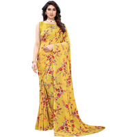 SIRIL Womens Pochampalli Georgette Saree With Blouse (1850S173_Yellow)