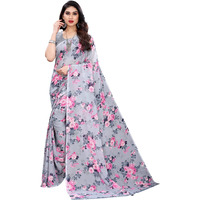 SIRIL Womens Floral Printed Georgette Saree With Blouse Piece (2111S685_Grey2)