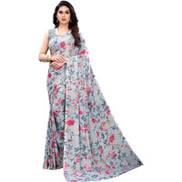 SIRIL Womens Floral Printed Georgette Saree With Blouse(2094S653_Grey1)
