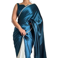 BRAHMSHAKTI Womens Satin Half Half Collection Saree With Blouse Piece, Multicolour