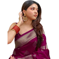 SGF11 Womens Kanjivaram Soft Silk Saree With Blouse Piece (Wine Purple)