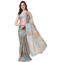 MIRCHI FASHION Womens Plain Weave Chiffon Colorblock Foil Printed Saree with Blouse Piece (37536-Grey, Rust)