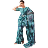 SIRIL Womens Georgette Geometric Printed Saree With Unstitched Blouse Piece (3448S1086_Light Blue)