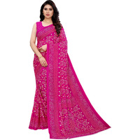 SIRIL Womens Georgette Bandhani Printed Saree with Blouse(2041S574_Pink)