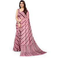 MIRCHI FASHION Womens Plain Weave Cotton Blend Leheriya Digital Printed Saree with Blouse Piece (37687-Dusty Pink, Light Pink)