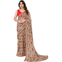 SIRIL Womens Printed Chiffon Saree with Unstitched Blouse Piece (3296S577_Cream)