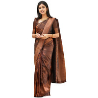 Shiv Textiles Womens Banarasi Silk Saree with Blouse Perfect for Every Occasion Copper Zari brown