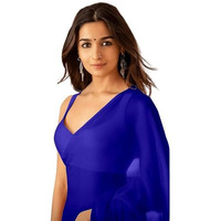 Regolith Designer Saree Womens Plain Polyester Saree (Aiaplainvol1_Royal Blue)