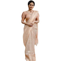 SGF11 Womens Kanjivaram Soft Silk Saree With Blouse Piece (White)
